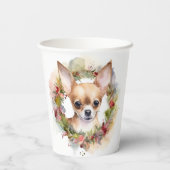 Gobelets En Papier Chihuahua Fête de la couronne de Noël Coupe (Verso)