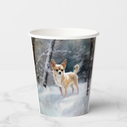 Gobelets En Papier Chihuahua Laisser neiger Noël (Verso)