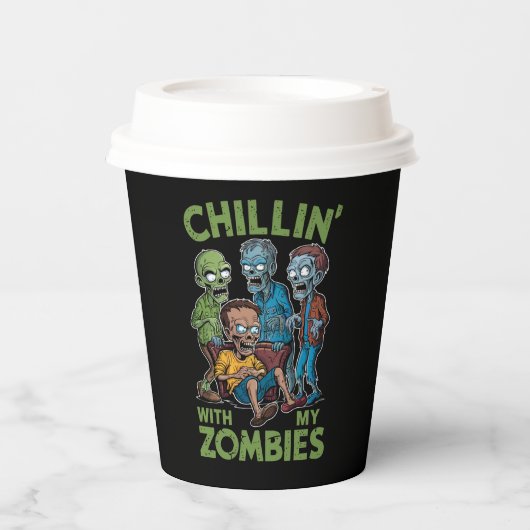 Gobelets En Papier Chillin Avec Mes Zombies Halloween Garçons Enfants (Recto)