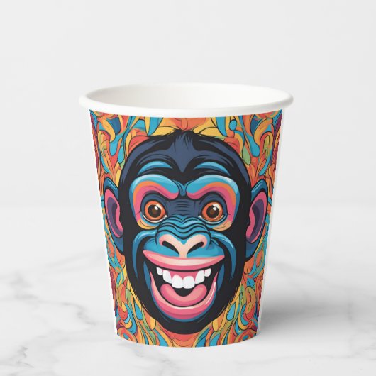 Gobelets En Papier Chimpanzé fou mignon (Recto)