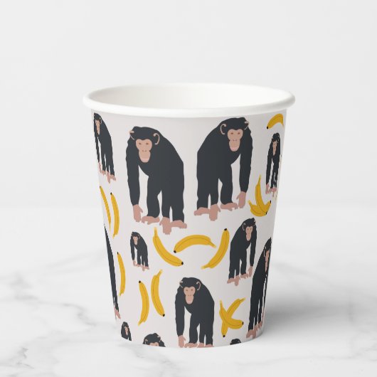 Gobelets En Papier Chimpanzé singe et Motif bananier (Verso)