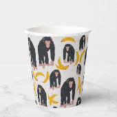 Gobelets En Papier Chimpanzé singe et Motif bananier (Recto)