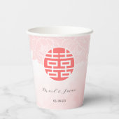 Gobelets En Papier Chinois Aquarelle Double bonheur Mariage (Verso)