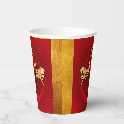 Gobelets En Papier Chinois FU Luck lantern Cheval Année saluant PC02 (Droite)