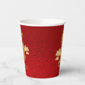 Gobelets En Papier Chinois New Year Gold Dragon Red Foil (Gauche)