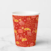 Gobelets En Papier Chinois Nouvel An Or Rouge auspicious Cloud Floral (Verso)