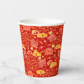 Gobelets En Papier Chinois Nouvel An Or Rouge auspicious Cloud Floral (Recto)