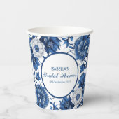 Gobelets En Papier Chinoiserie blanche et bleue antique Motif nuptial (Verso)