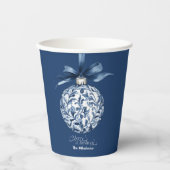 Gobelets En Papier Chinoiserie Chic Bleu Noël (Recto)