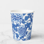 Gobelets En Papier Chinoiserie Florale Peony bleu et blanc (Verso)