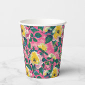 Gobelets En Papier Chinoiserie rose peint Floral (Verso)