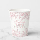 Gobelets En Papier Chinoiserie rose Vintage Fête des mariées florale (Recto)