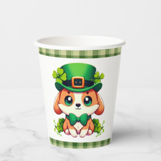 Gobelets En Papier Chiot de la Saint-Patricks (Recto)