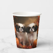Gobelets En Papier Chiot japonais Chiot Automne Citrouille délice (Verso)
