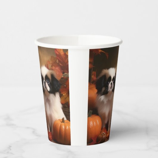 Gobelets En Papier Chiot japonais Chiot Automne Citrouille délice (Gauche)