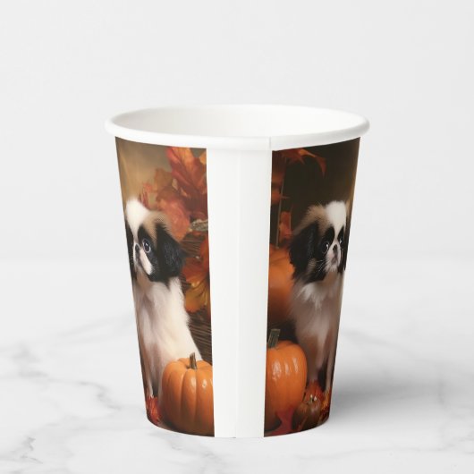 Gobelets En Papier Chiot japonais Chiot Automne Citrouille délice (Droite)