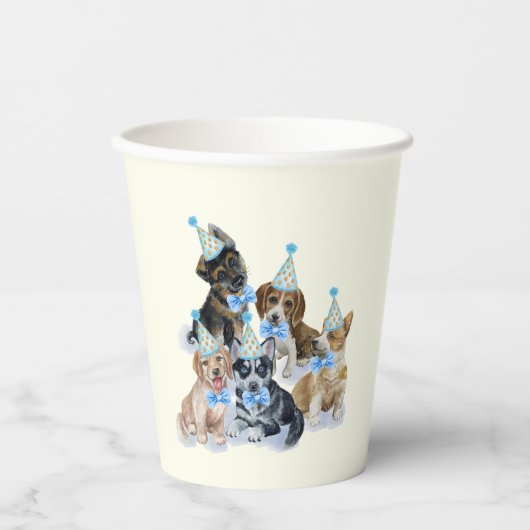 Gobelets En Papier Chiot pur | Thème Chien Bleu Fournitures Anniversa (Recto)