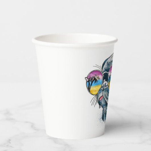 Gobelets En Papier Chiot Tropical Aquarelle (Recto)