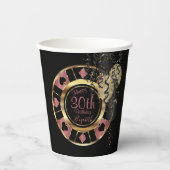 Gobelets En Papier Chip de Poker de Casino Anniversaire - Rose (Recto)