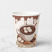 Gobelets En Papier Chocolat chaud et biscuits Baby shower d'hiver (Verso)