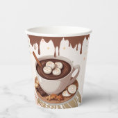 Gobelets En Papier Chocolat chaud et biscuits Baby shower d'hiver (Recto)