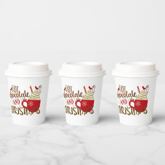 Gobelets En Papier Chocolat chaud et Noël vacances Whimsical (Multi)