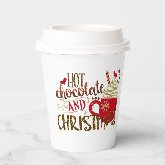 Gobelets En Papier Chocolat chaud et Noël vacances Whimsical (Verso)