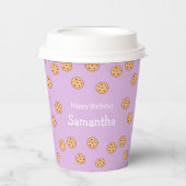 Gobelets En Papier Chocolat chips biscuits d'anniversaire violet (Recto)