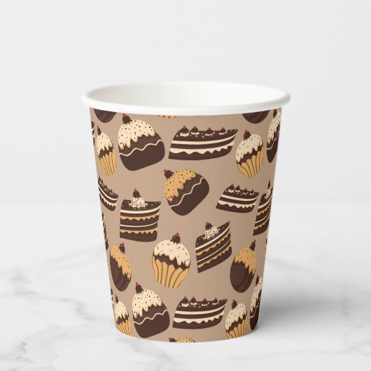 Gobelets En Papier Chocolat et pâtisseries motif 3 (Verso)