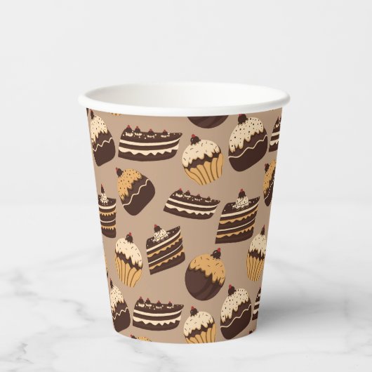 Gobelets En Papier Chocolat et pâtisseries motif 3 (Recto)