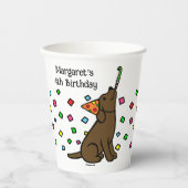 Gobelets En Papier Chocolat Labrador Confetti fête d'anniversaire (Recto)