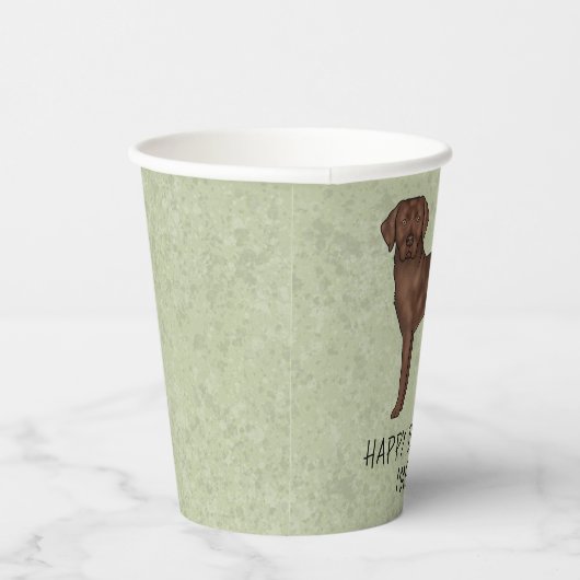 Gobelets En Papier Chocolat Labrador Retriever Lab Joyeux anniversair (Droite)