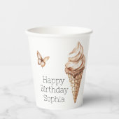 Gobelets En Papier Chocolat Mocha Ice Cream Cone Anniversaire (Recto)