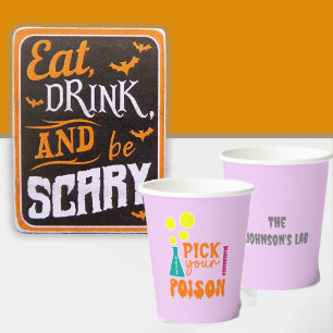 Gobelets En Papier Choisissez votre poison Halloween fête