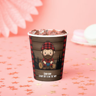 Gobelets En Papier Chop Chop ! Baby shower de flannelle de bûcheron r