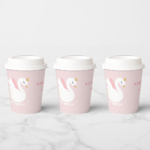 Gobelets En Papier Chou rose girly mignon cygne élégant décor de fête