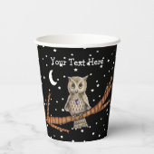 Gobelets En Papier Chouette Brown Jolie Yeux Cristal Collier Lune Éto (Verso)