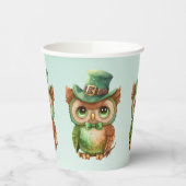 Gobelets En Papier Chouette mignonne dans un chapeau vert (Gauche)