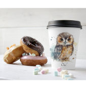 Gobelets En Papier Chouette mignonne en aquarelle