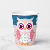 Gobelets En Papier Chouette rose mignonne Baby shower boisé neutre pa (Verso)