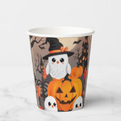 Gobelets En Papier Chouettes fantômes mignons & citrouilles Soirée Ha (Verso)