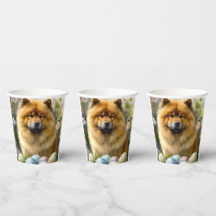 Gobelets En Papier Chow Chow avec oeufs de Pâques vacances
