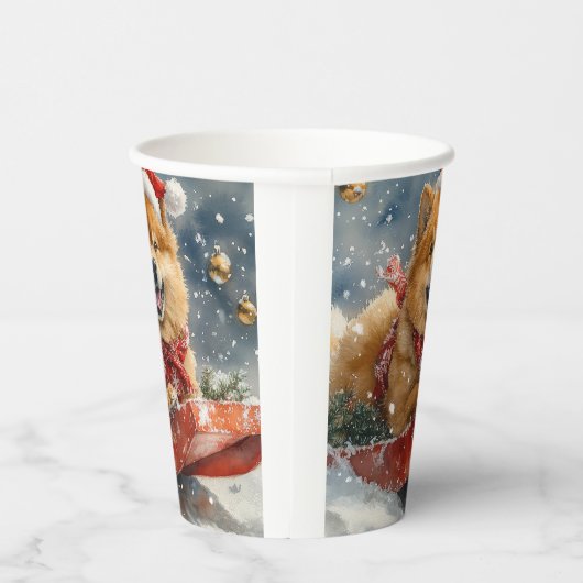 Gobelets En Papier Chow Chow Dog in Sledge Let's neige Christmas (Droite)