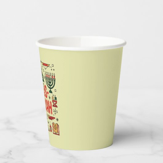 Gobelets En Papier Chrismukkah Hanoukka Noël Juif Religieux (Gauche)