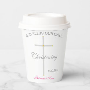 Gobelets En Papier Christening Baby Girl Silver Cross