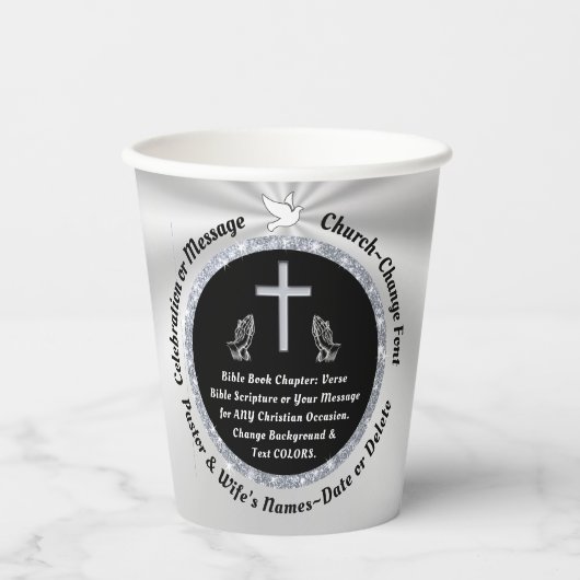 Gobelets En Papier Christian Paper Cups, pour Christian, Church Party (Recto)