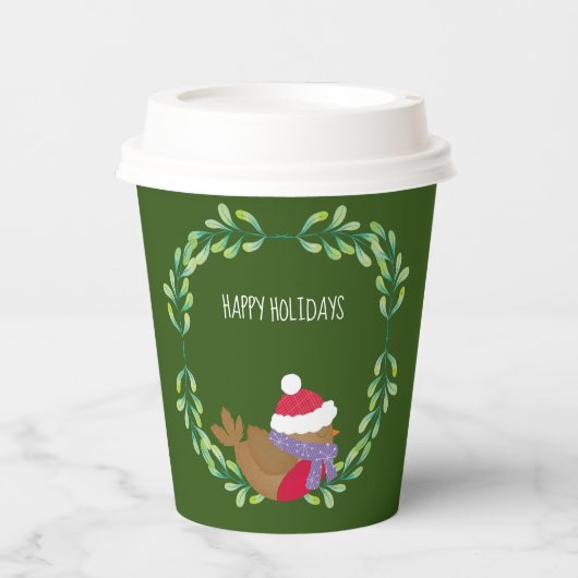 Gobelets En Papier Christmas Bird On A Branch Paper cup (Recto)