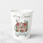 Gobelets En Papier Christmas Gingerbread House Bird Winter (Verso)