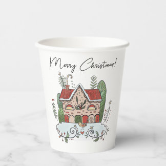 Gobelets En Papier Christmas Gingerbread House Bird Winter 