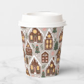 Gobelets En Papier Christmas Gingerbread Houses Holiday Pattern (Verso)